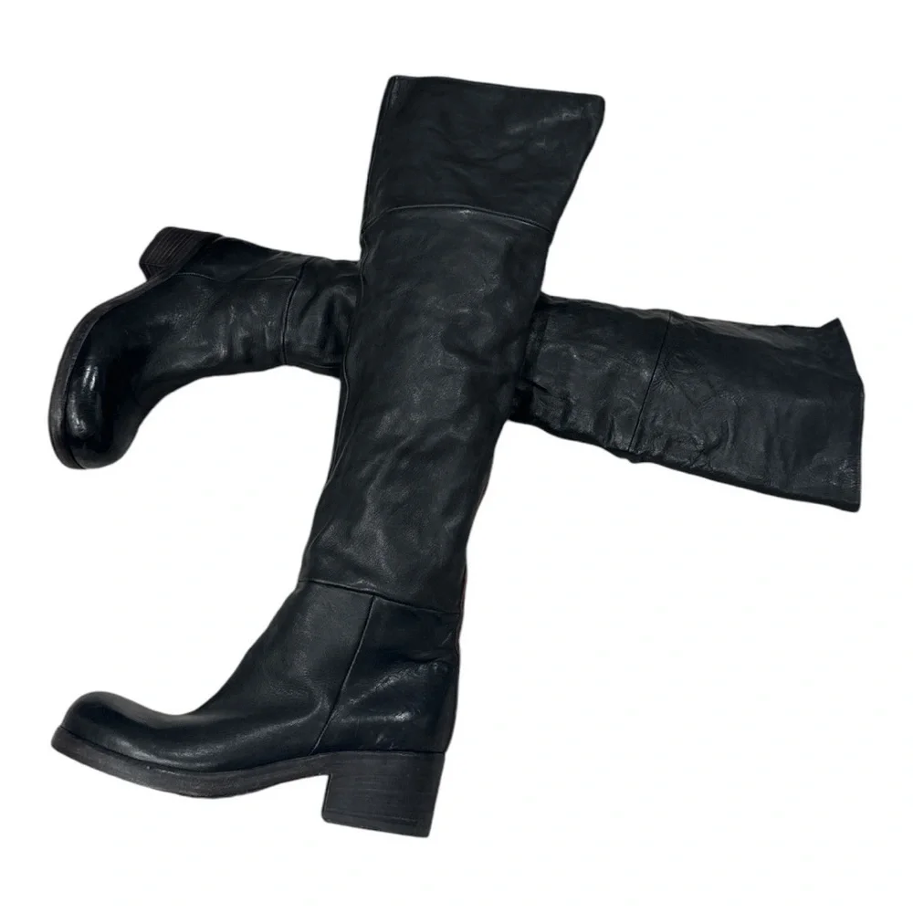 VIC MATIE Leather Boots Women's Over the Knee black Size 36 US 6 made in Italy